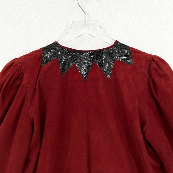 ALEXANDRA AND GAIL Vintage Suede Skirt Suit Set Small 2 Piece Set Burgundy Black - Picture 8 of 16